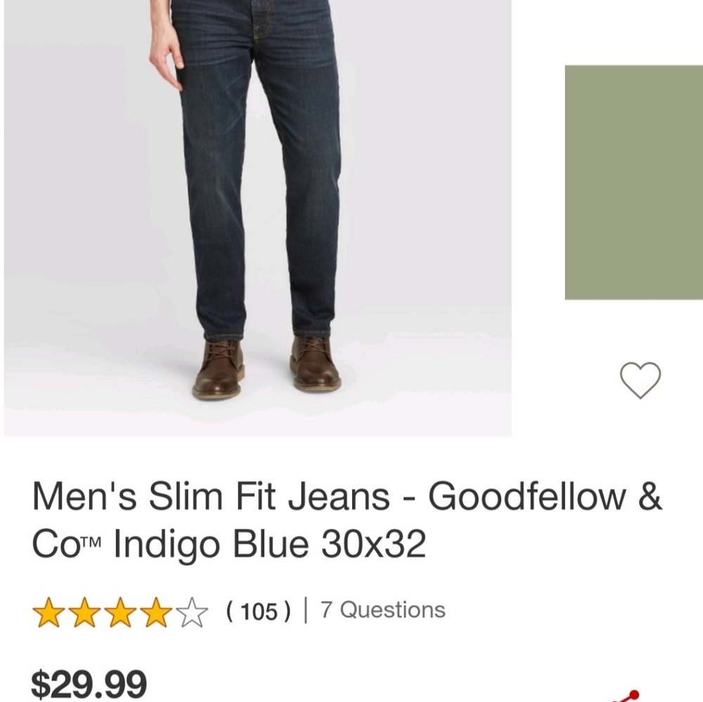 Goodfellow & Co. Mens slim fit Indigo 30/32 Jeans